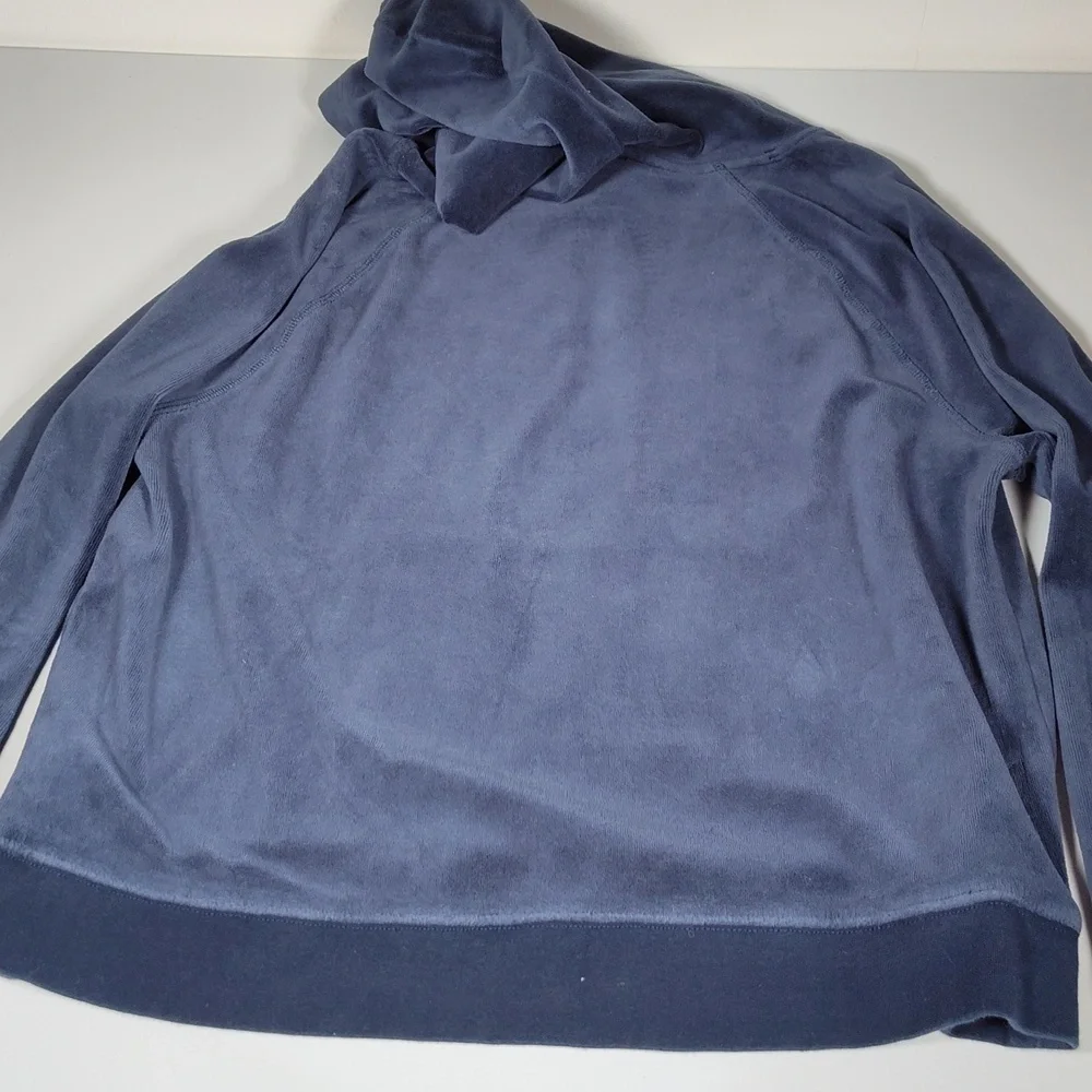 J.‎ Crew Womens Navy Blue Relaxed Fit Velour Pullover Hoodie Sweatshirt Medium